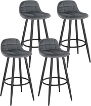 WOLTU 4x Sgabelli da Bar Moderni, Sedie Alte da Cucina con Schienale e Poggiapiedi, Seduta Imbottita, Sgabelli in Velluto e Metallo, Altezza Seduta 70cm, Grigio Scuro BH364dgr-4