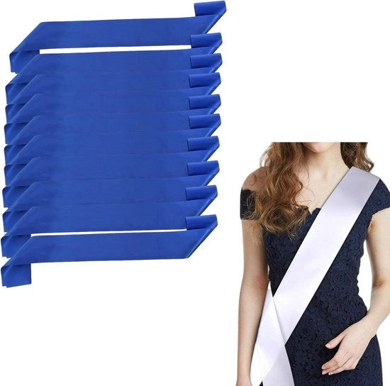 Set di 10 Scialli di Satin Vuoti per Decorazione DIY, Matrimonio e Festa - Blu Scuro, 78x9.5 cm