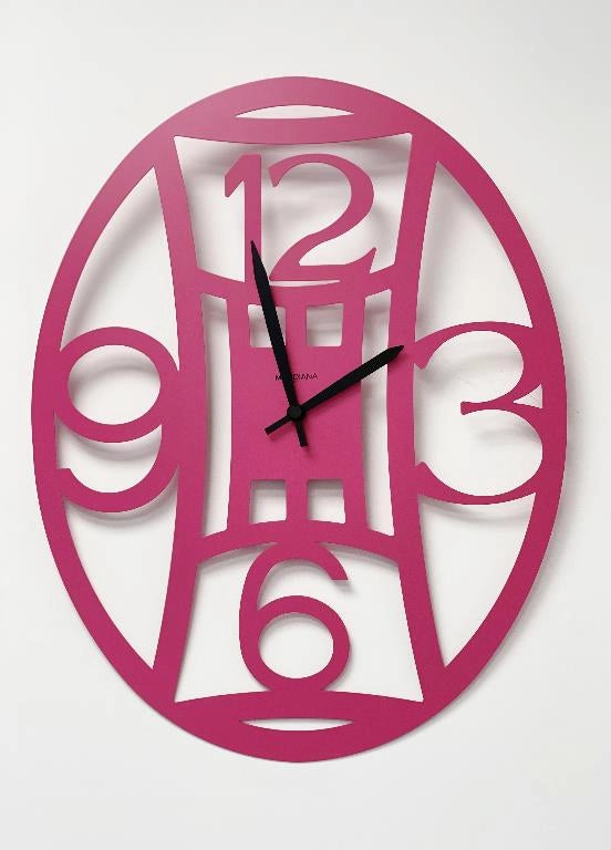 Orologio da Parete in metallo numeri ovale Magenta 48 x 38 cm