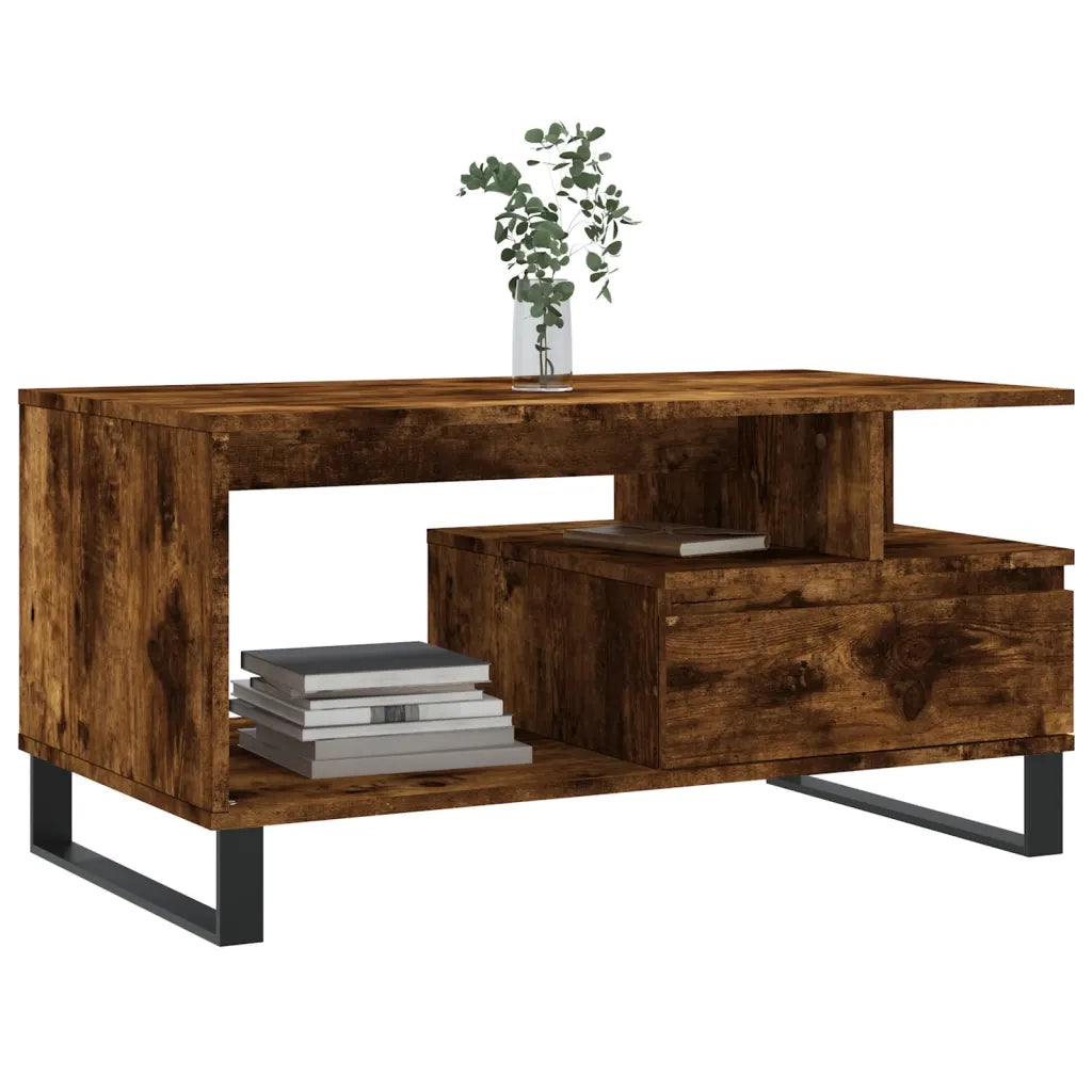 Tavolino da salotto | Tavolino da caff¨¨ | Tavolino da Soggiorno Rovere Fumo 90x49x45 cm Legno Multistrato