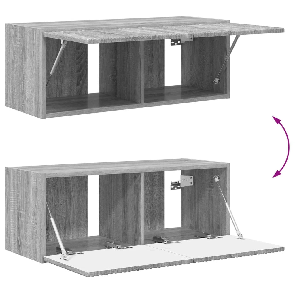 Set mobile TV 2 pz-Credenza per TV Grigio Sonoma Legno multistrato 277534