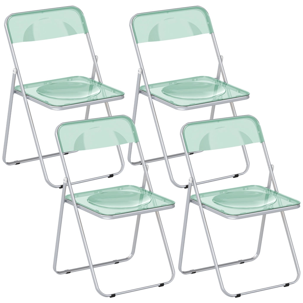 Set 4 Sedie Pieghevoli 47x48x75 cm in Acrilico Trasparenti Verde