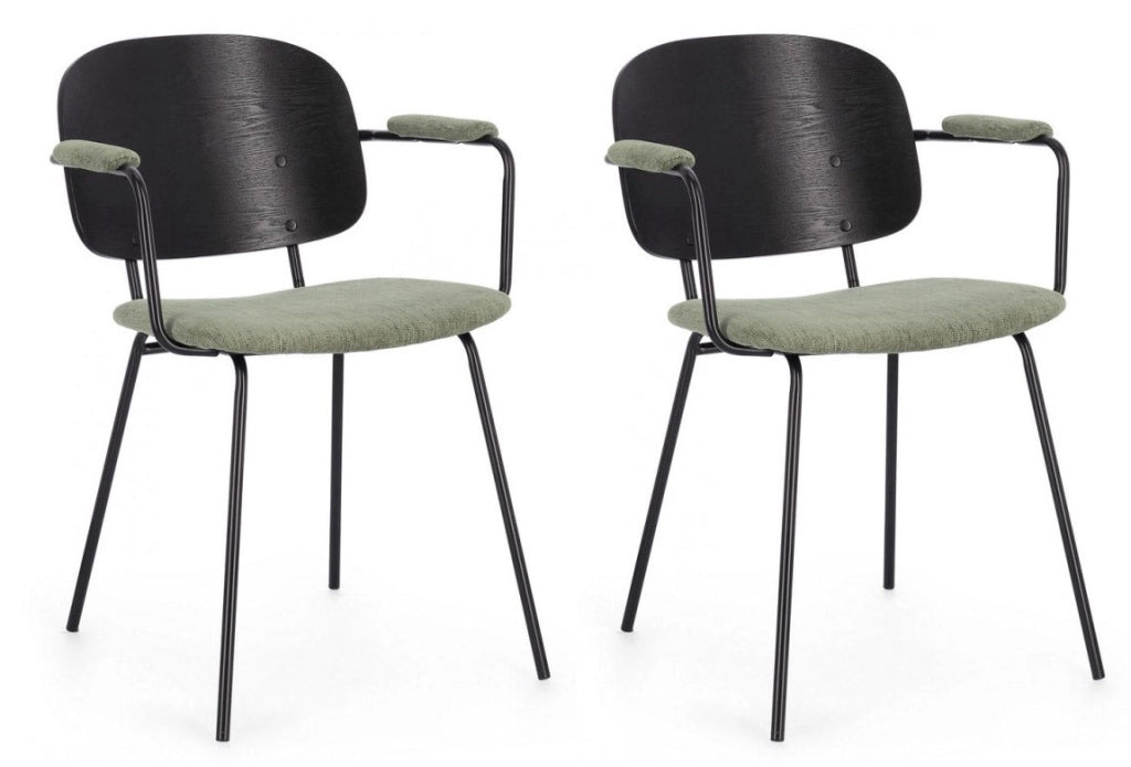 Set 2 Sedie 57x60x80 cm Sienna in Tessuto Verde