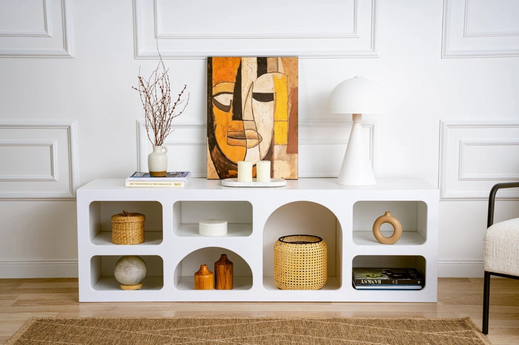 Credenza in legno "Ferlis" - 160 x 40 x 51 cm - Bianco