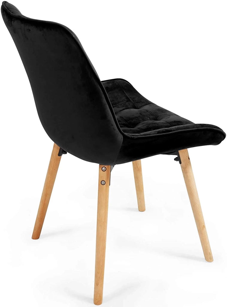 Set di 6 sedie per soggiorno e sala da pranzo con gambe in legno e velluto nero 01_0000731