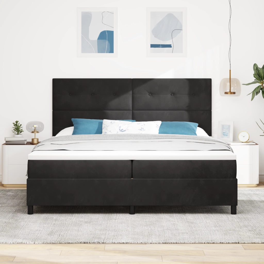 Letto a Molla con Materasso Nero 200x200 cm Velluto