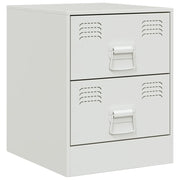 Comodino | Armadio da Notte | Mobiletto da notte Bianco 34,5x39x44 cm in Acciaio