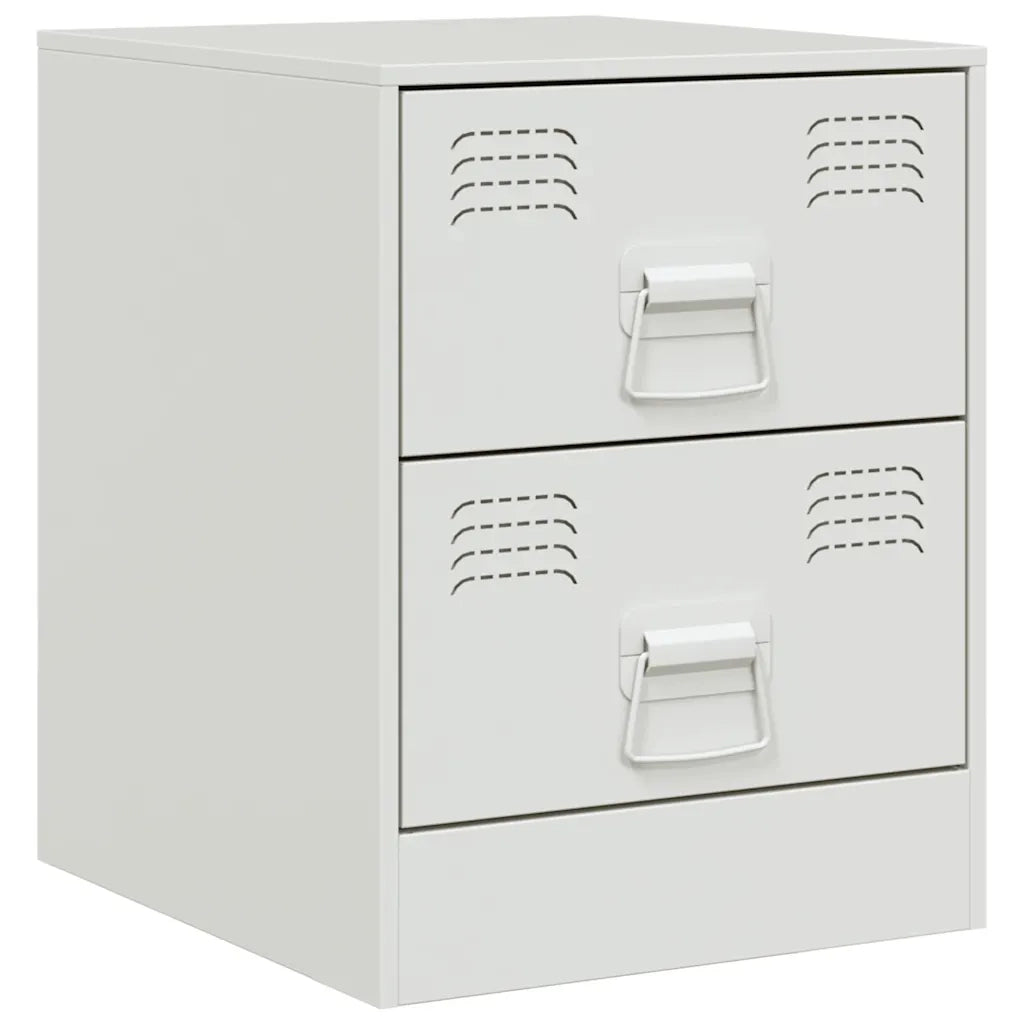 Comodino | Armadio da Notte | Mobiletto da notte Bianco 34,5x39x44 cm in Acciaio