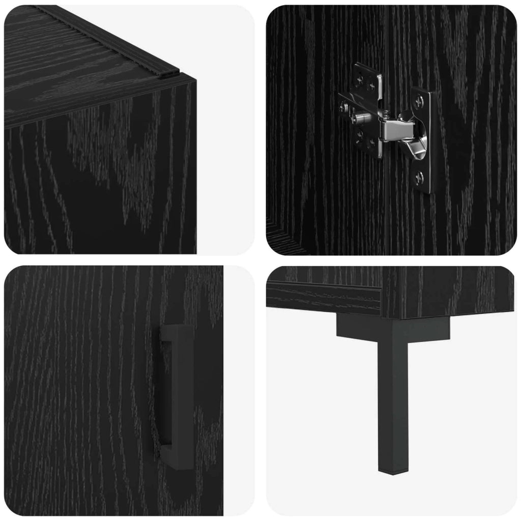 Credenza Rovere Nero 90 x 34 x 80 cm Legno multistrato 879585