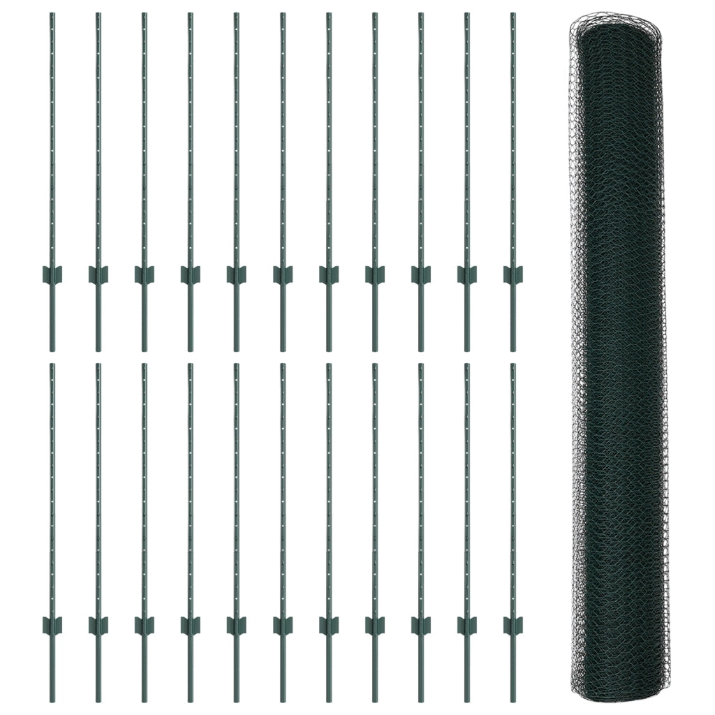Pali per Recinzione  11 pz U-Channel Verde 100 cm Acciaio