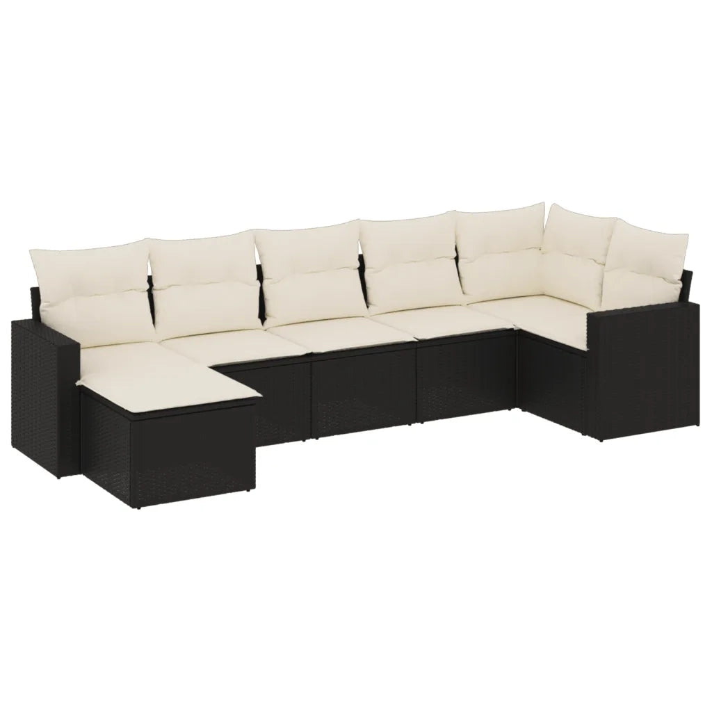 Set Divani da Giardino con Cuscini 7pz Nero Polyrattan 3251613