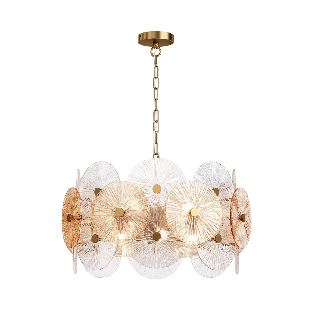 Lampadario Maytoni Aster ottone 8 luci vetro E14 Ø63cm