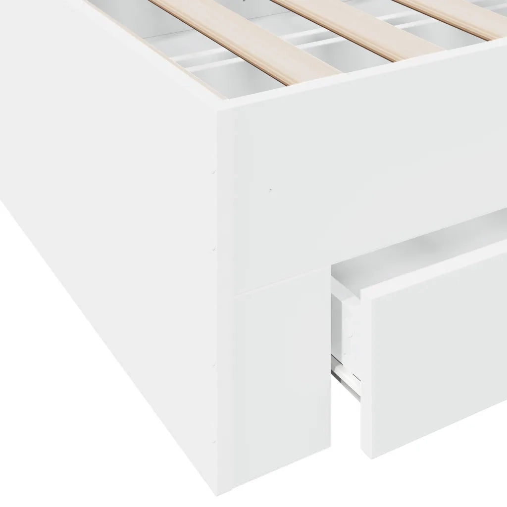 Giroletto con Cassetti-Struttura Letto con contenitore Bianco 120x190 cm in Legno Multistrato 268094
