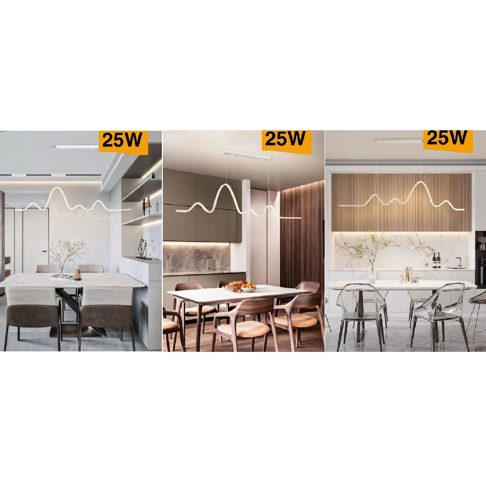 Trade Shop - Lampadario Sospensione Led Moderno Onda Sfalsata 25w Luce 6500k 3000k 4000k B73b -