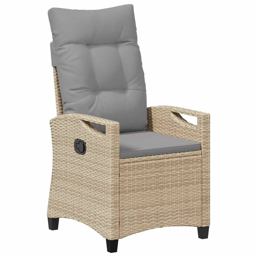 Sedia da giardino reclinabile Beige e Grigio Chiaro polyrattan