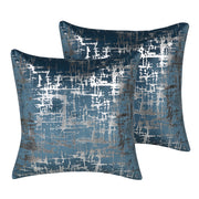 Set di 2 cuscini decorativi Velluto blu Argento effetto craquelé 45 x 45 cm Motivo stampa Accessori arredamento glamour