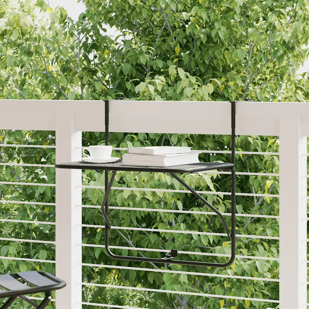 Tavolo da Balcone Nero 60x40 cm in Acciaio cod mxl 52082