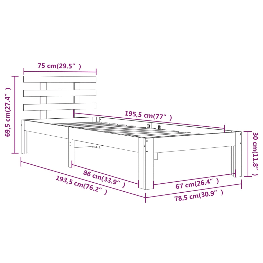 Giroletto in Legno Massello 75x190 cm 2FT6 Piccolo Singolo cod mxl 54838