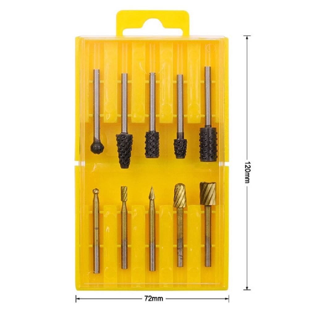 Trade Shop - Set 10 Mini Frese Raspe In Acciaio Per Lavorazione Rifinitura Legno Codolo 3 Mm -