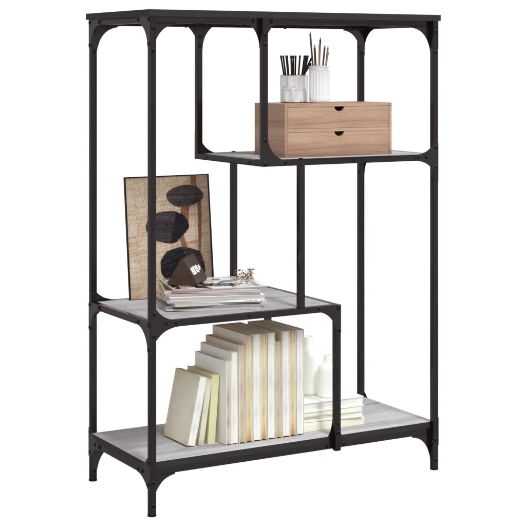 Libreria Grigio Sonoma 81x36x115 cm Legno Multistrato e Acciaiocod mxl 107297