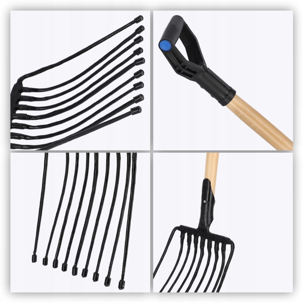 Forca KADAX Gable per patate e barbabietole, 9 denti, in metallo massiccio e resistente, 129 cm