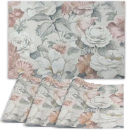 Piatto da tavola lavabile - 4 pezzi - 45 x 30 cm - Fiori - Piatto da tavola a forma rotonda - Decorazione per cucina e soggiorno - Telaio in poliestere duraturo - Piatto da tavola da tavola da tavolo
