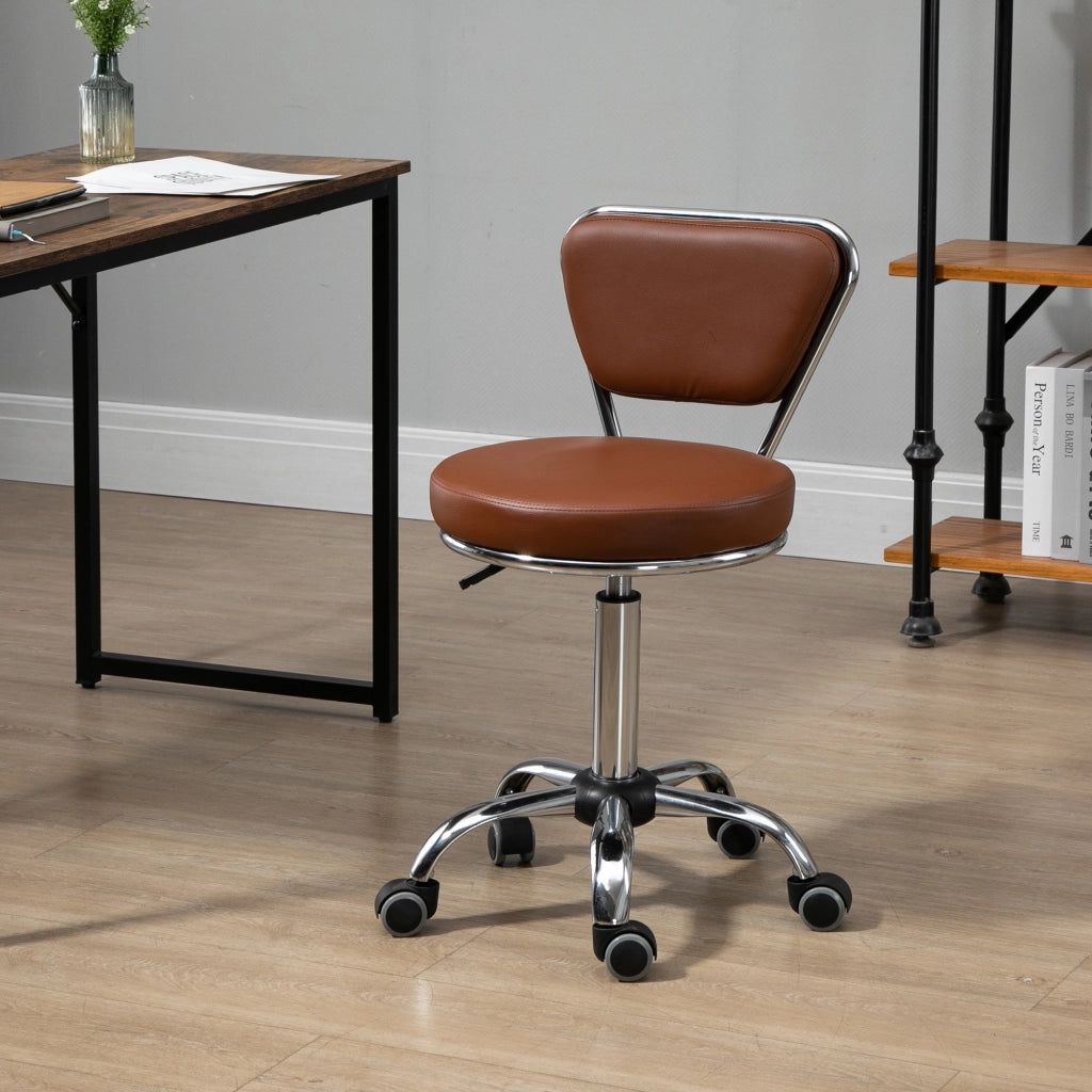 Sgabello da Massaggio Vintage ¨C Minimal ¨C Marrone, Metallo Cromato, 49-64 cm