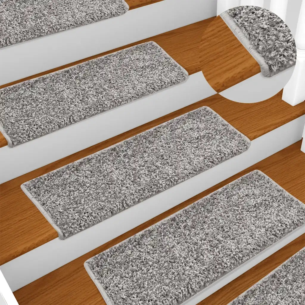 vidaXL Tappetini per scale 30 pz 65x21x4 cm Grigio Bordo rettangolare