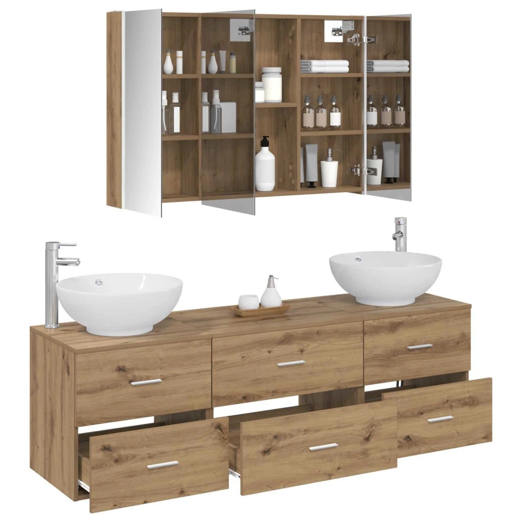 Set di mobili per il bagno 4 pcs Rovere Artigianale 3406950