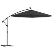 Ombrellone decentrato con illuminazione a LED e palo in acciaio nero da 300 cm 02_0008578