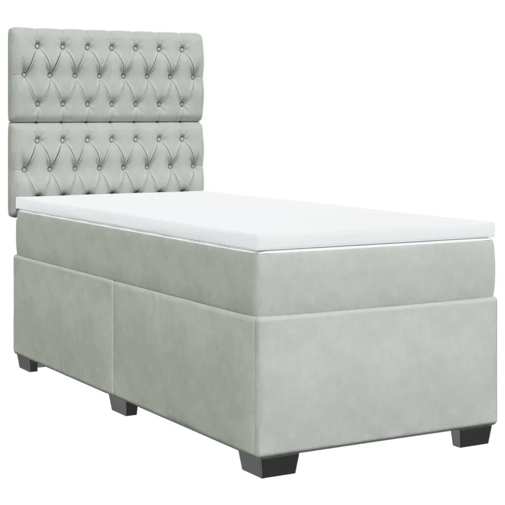 Giroletto a Molle con Materasso Grigio Chiaro 100x200cm Velluto