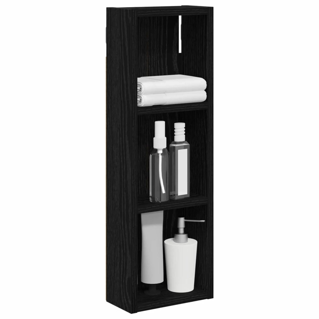 Armadio da bagno a muro Rovere Nero 20 x 10 x 60,5 cm