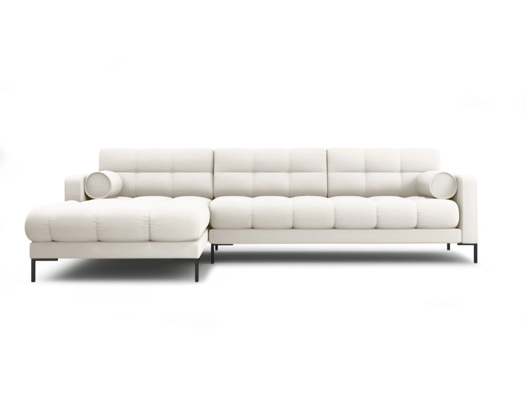 Cosmopolitan Design - Divano angolare sinistro "Bali" 5 posti in tessuto strutturato beige chiaro 