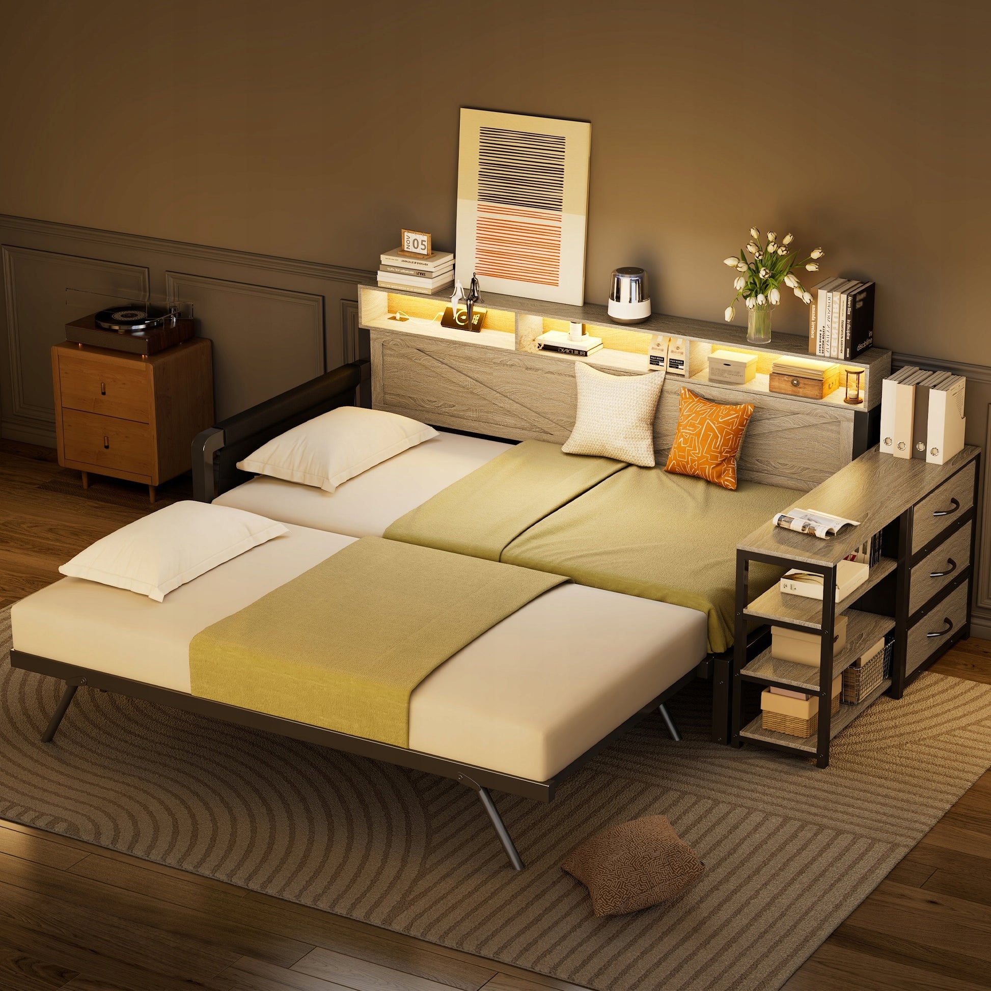 Letto a una piazza e mezza in metallo - Xylo - 90x200 - Nero - Letto pieghevole