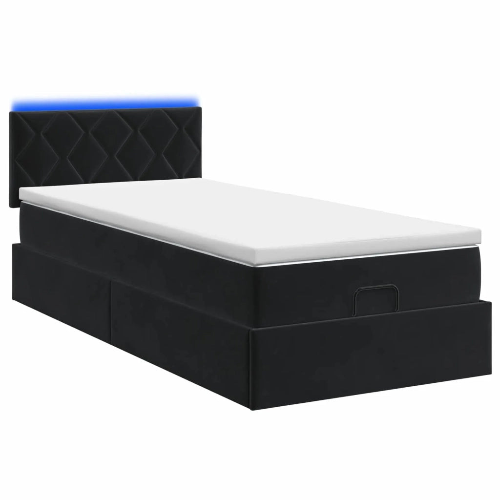 Letto Ottomano con Materasso e LED Nero 80 x 200 cm Velluto 3457175