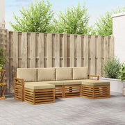 Set divani 6 pcs Naturale e Beige Legno di Acacia Massello 3375253