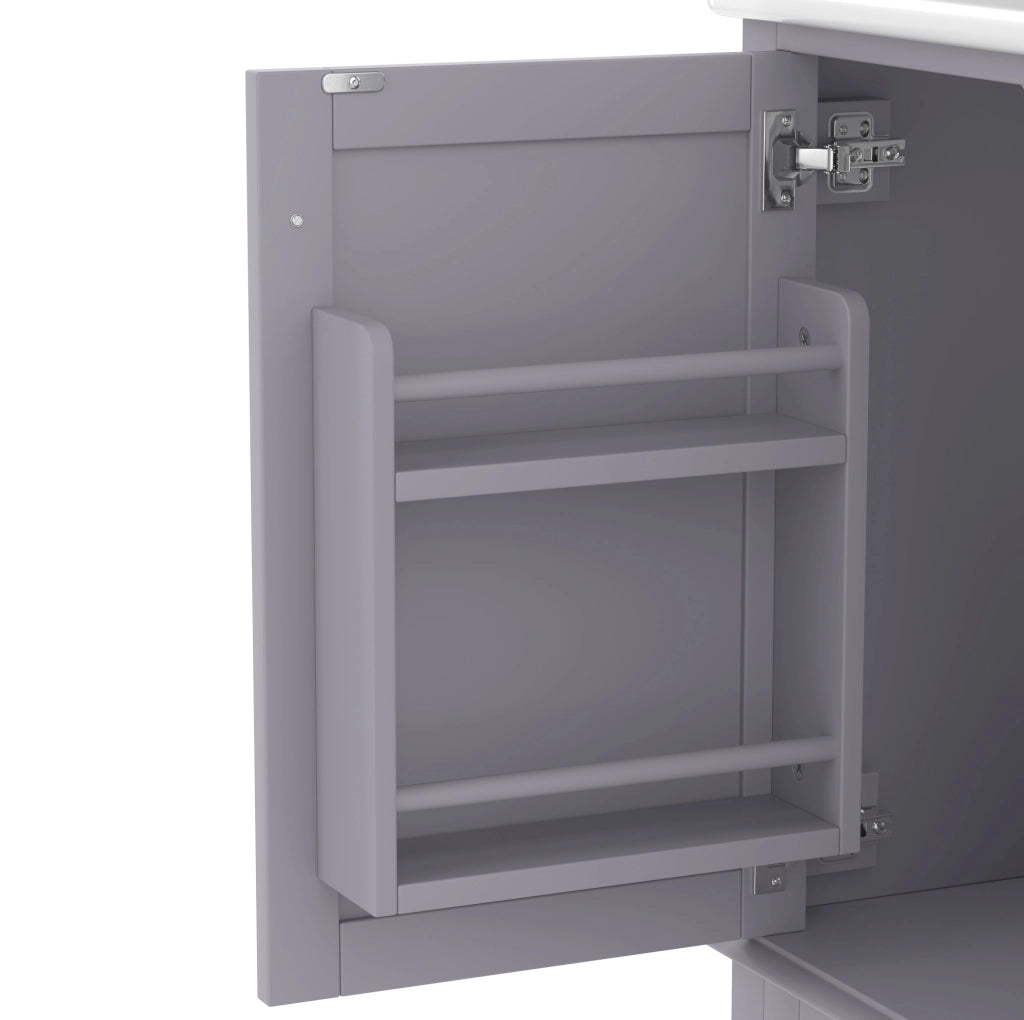 Mobile bagno a pavimento grigio con lavabo in ceramica 76 cm