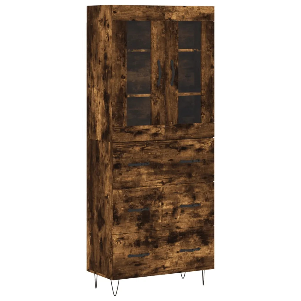 Credenza-Buffet-Armadio da cucina Rovere Fumo  69,5x34x180 cm in Legno Multistrato 714983