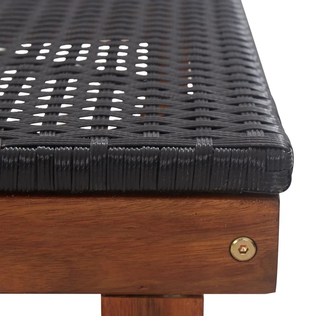 Lettino Prendisole | Sdraio da giardino | Lettino da sole Polyrattan e Legno Massello di Acacia Nero