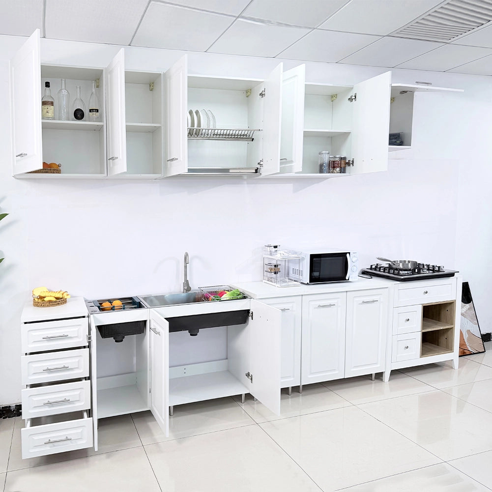 Pensile da Cucina Armadio Sospeso da Parete Doppia Anta Boiserie Colore Bianco