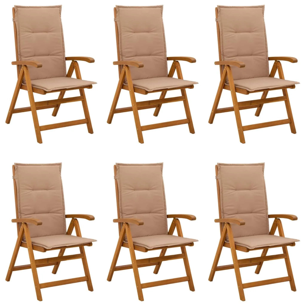 Sedie da giardino reclinabili 6 pz Naturale 3434473