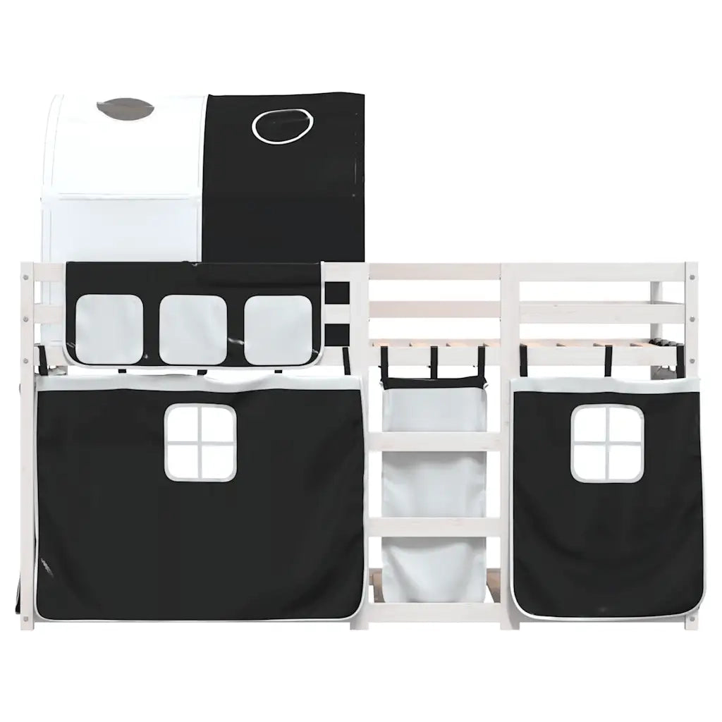 Letto a Castello senza Materasso Bianco e Nero 90x190cm in Pino 3284030