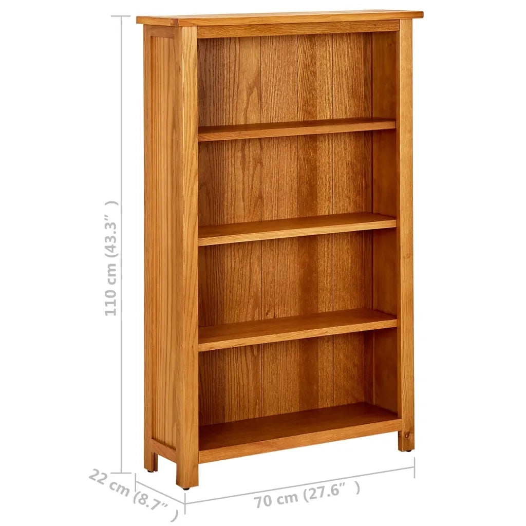 Libreria a 4 Ripiani 70x22x110 cm in Legno Massello di Rovere 331735