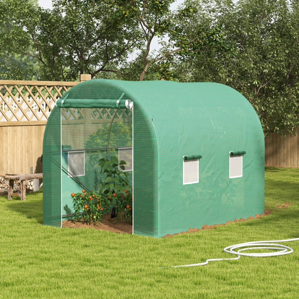 Serra Tunnel da Giardino 6 m2 - Xylo - Telaio Tubolare Verde con Porta e 4 Finestre