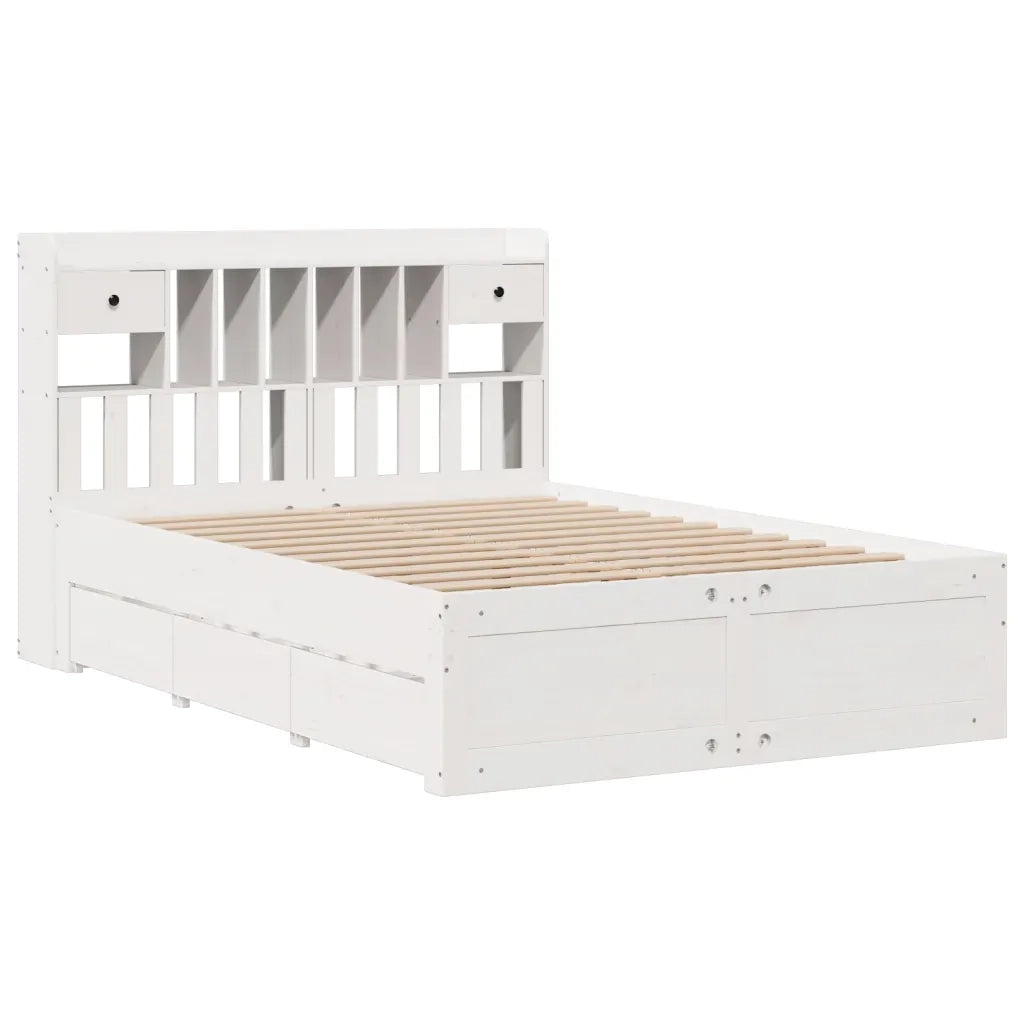 Letto Libreria senza Materasso Bianco 140x200 cm Legno di Pino