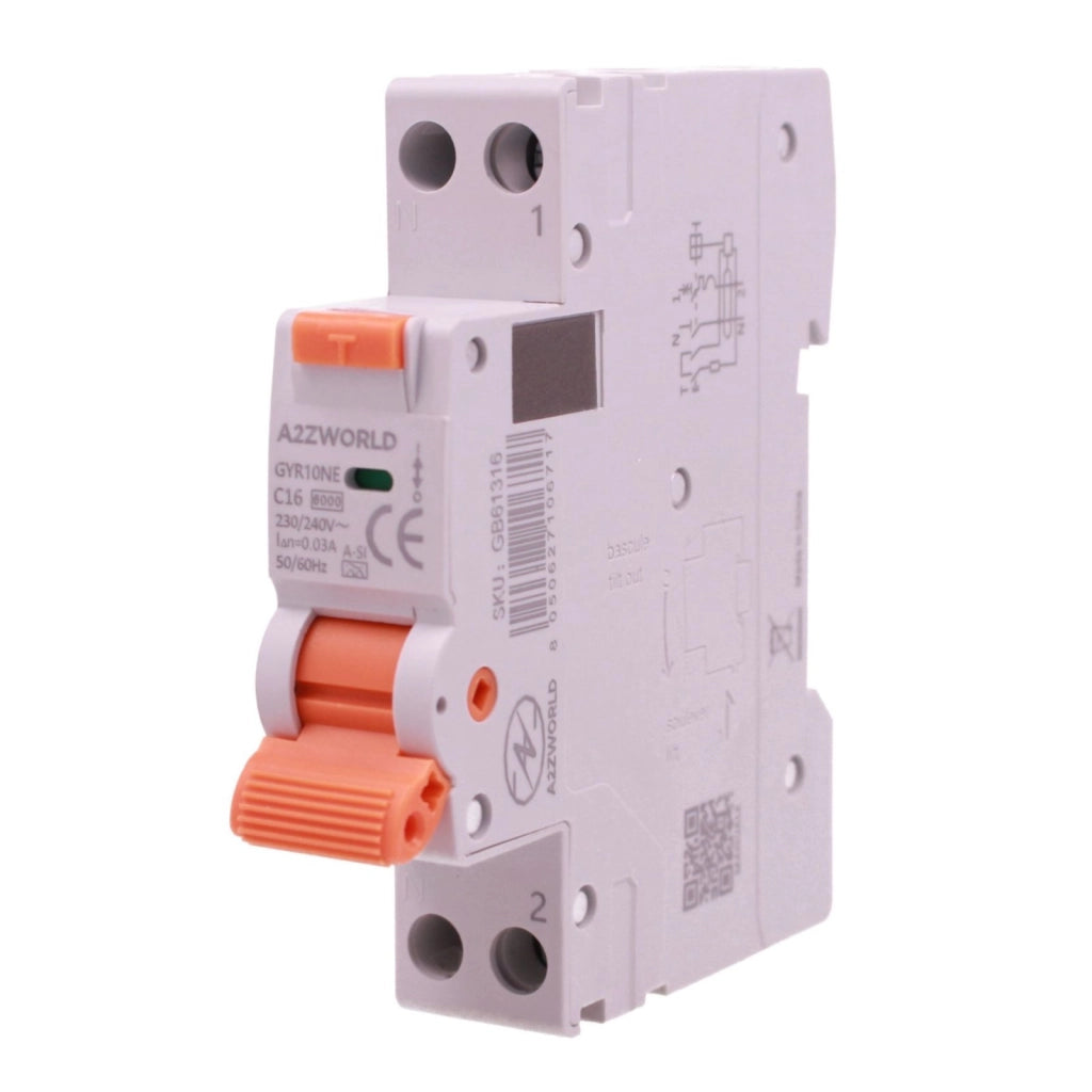 RCBO Interruttore Magnetotermico Differenziale Tipo A-SI Super Immunizzato, Curva C 1P+N 1M 6000A 30mA AC 230V IP20, GYR10N, Disponibili 6A 10A 16A 20A 25A 32A 40A (C16A)