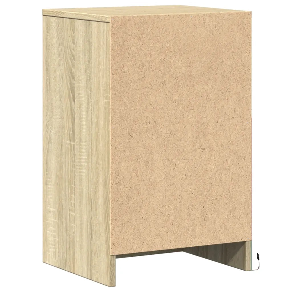 Comodino con Luci LED-Tavolino da notte Rovere Sonoma in Legno Multistrato 940339