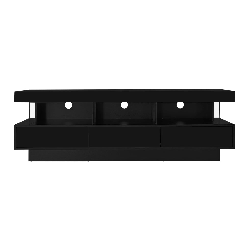 Cassettiera per TV nera lucida in truciolare lunga 160 cm