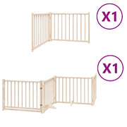 Cancelletto di sicurezza per cani con porta pieghevole 6 pannelli legno di pioppo marrone 02_0023027