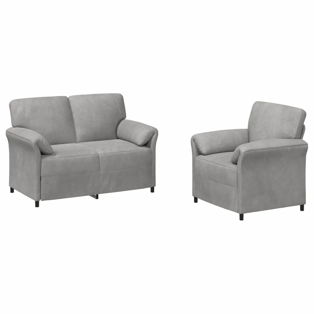 Set di divani 2 pz Grigio Chiaro Velluto 3424885